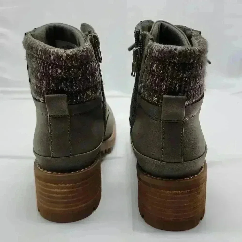 B-52 By Bull Boxer Womens Lace Up Side Zip Textile Heeled Short Boots Green Sz 8 - Picture 5 of 10